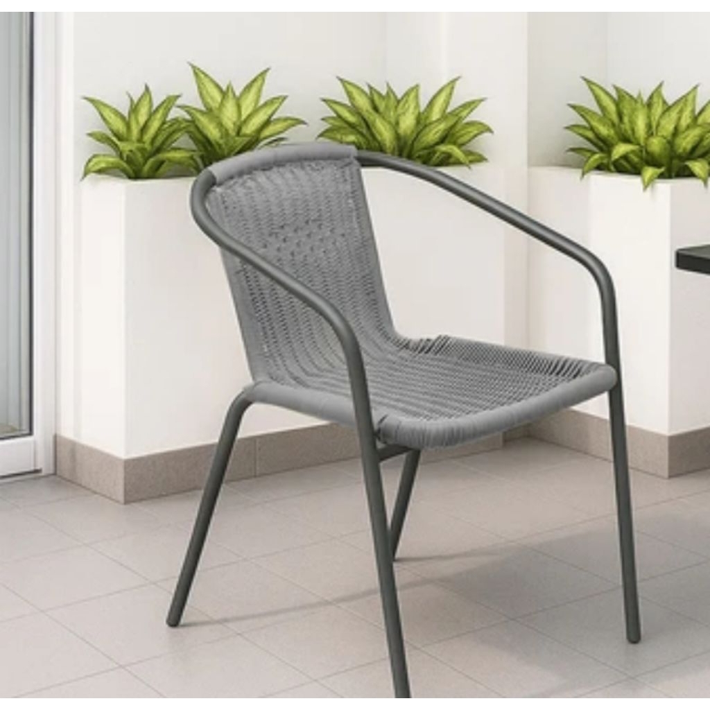 Soleil Kursi Teras Anyaman Plastik - Abu2