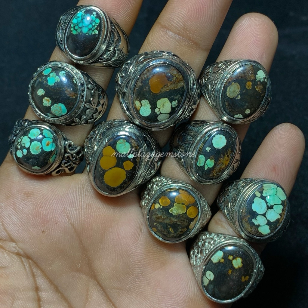 batu cincin pirus hubei 100% asli natural ( Ring Alpaka ) / batu pirus hubei / cincin batu pirus hub