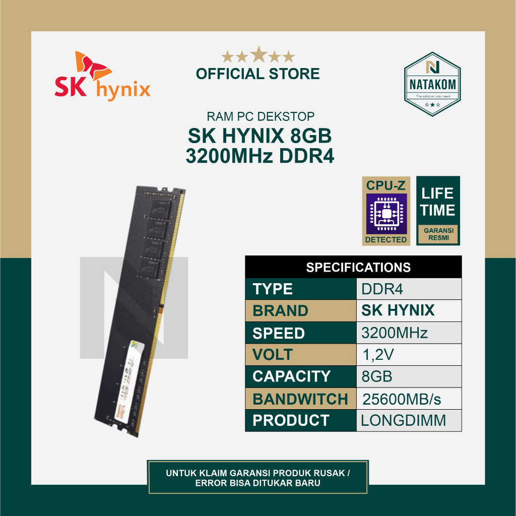 RAM SK HYNIX 8GB DDR4 3200MHz 25600MB/s