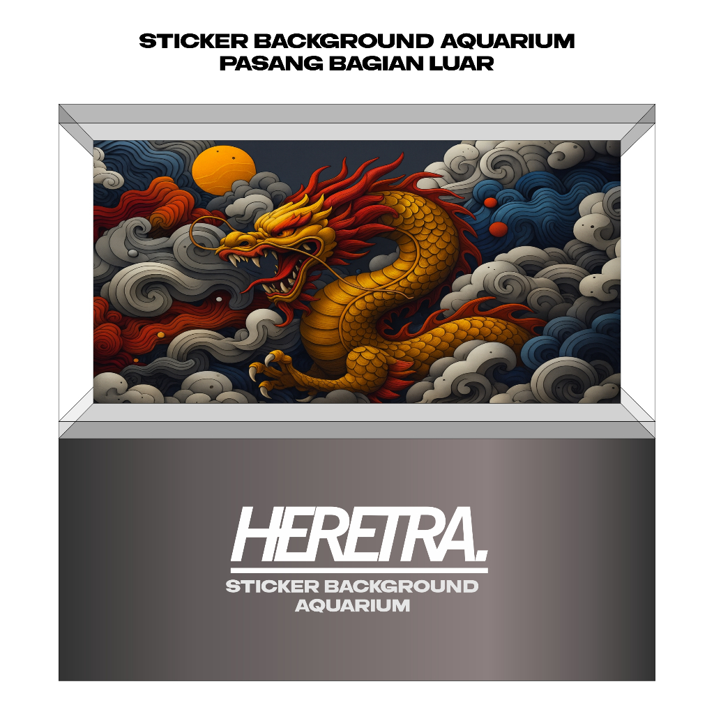 STICKER AQUARIUM, STICKER BACKGROUND, WALLPAPER AQUARIUM - MOTIF NAGA - ORNAMEN