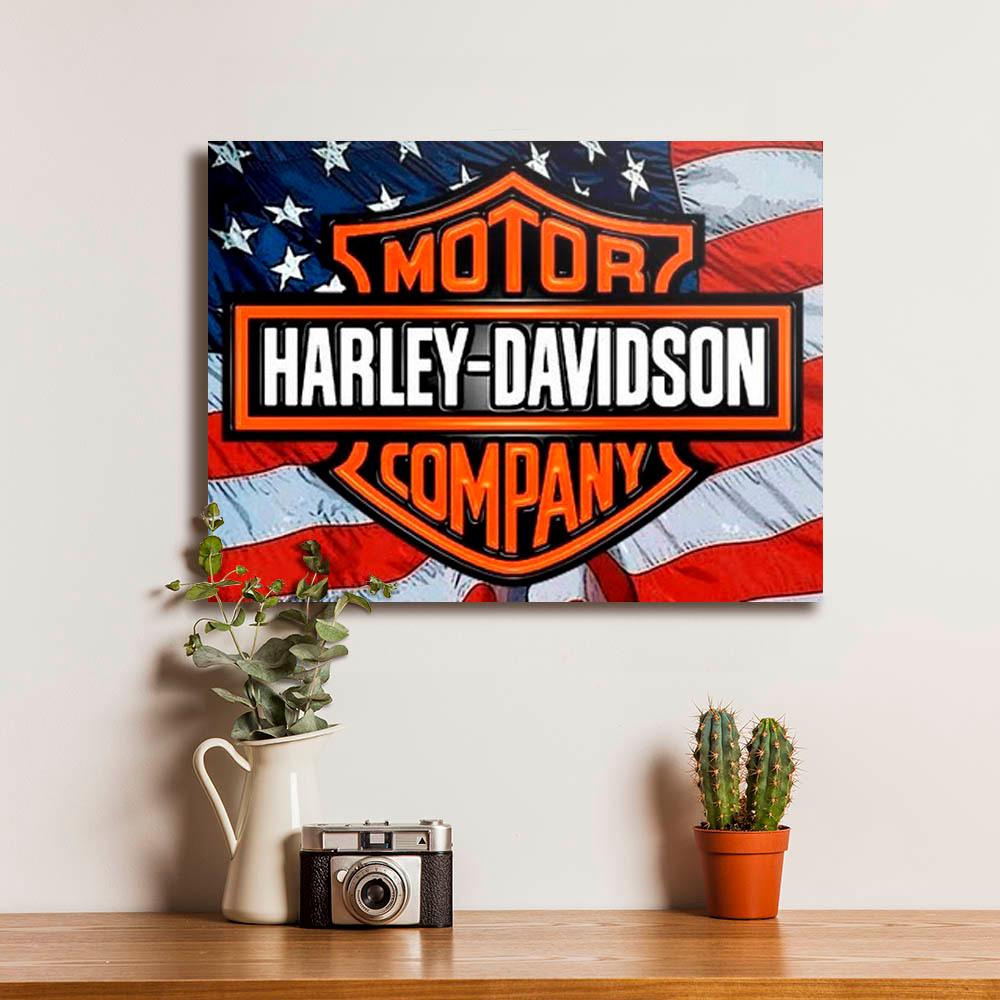Poster HD Harley Davidson Dekorasi Hiasan Pajangan Dinding Bingkai Kayu Siap Pasang Vintage Wall Dec