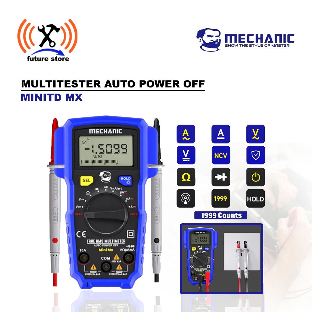 Mechanic MINITD MX Multitester Digital Original - Multitester Auto Power Off - Multitester Teknisi