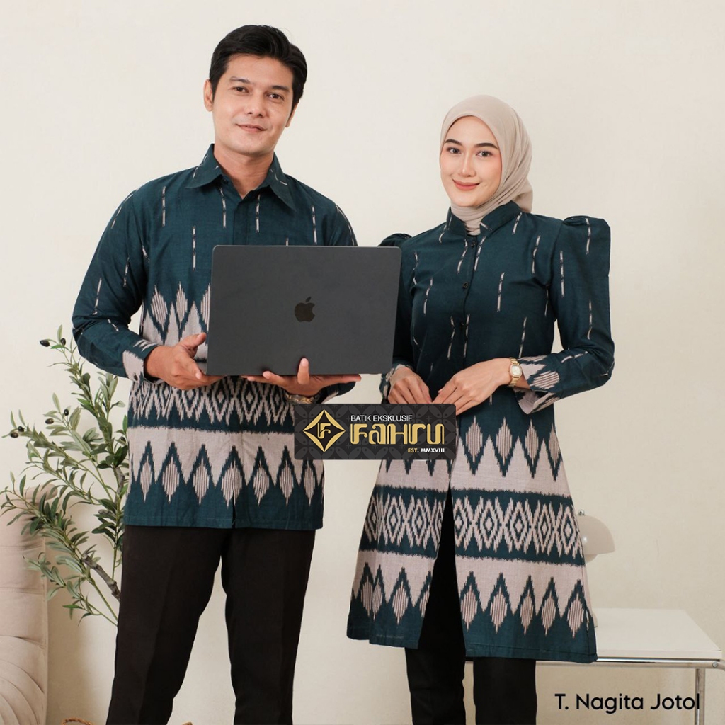 FAHRUBATIK - Motif NAGITA - Batik Model Tunik PUFF OP blus PUFF Blus Kemeja Hem - Batik Nyaman Pria 