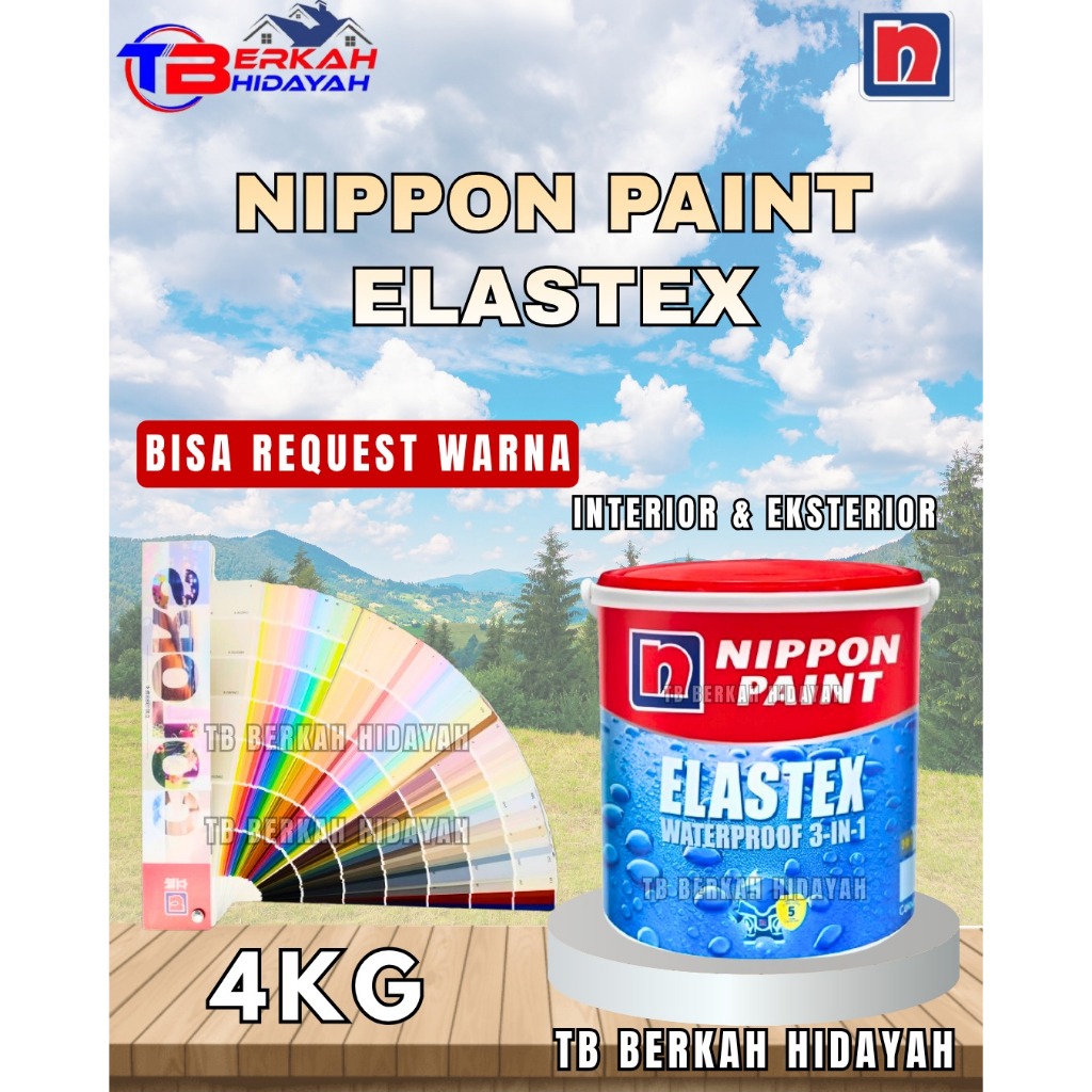 Cat Nippon Paint Elastex Waterproof 4kg Ready Semua Warna / Cat Waterproofing Nippon paint Elastex 4