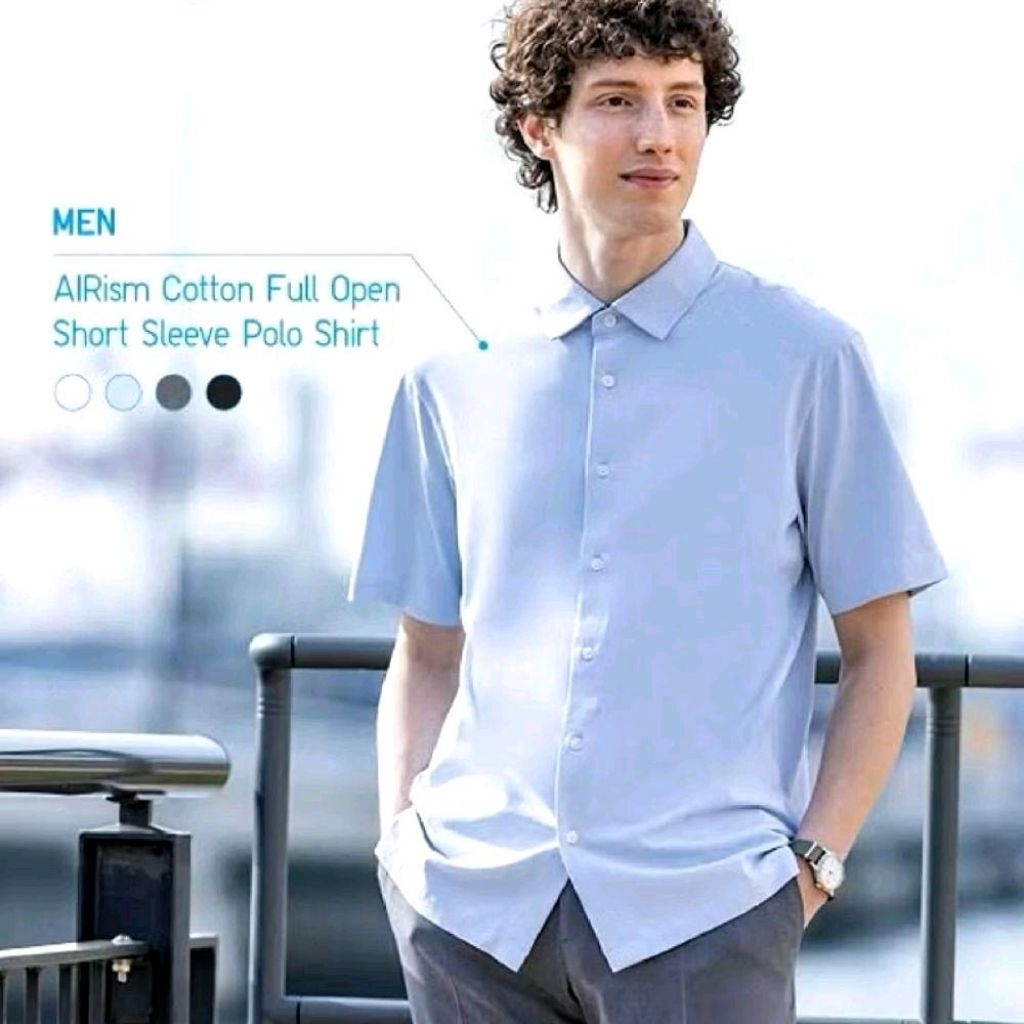Kemeja Pria Airism Uniq Open Polo Lengan Pendek Original