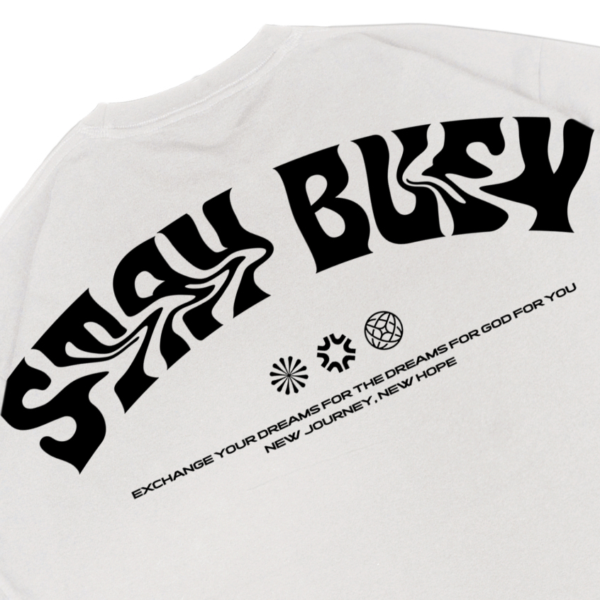 Troy Company Boxy Oversize Tshirt White Wave - Kaos Boxy Oversize Putih Lengan Pendek MBD 2521