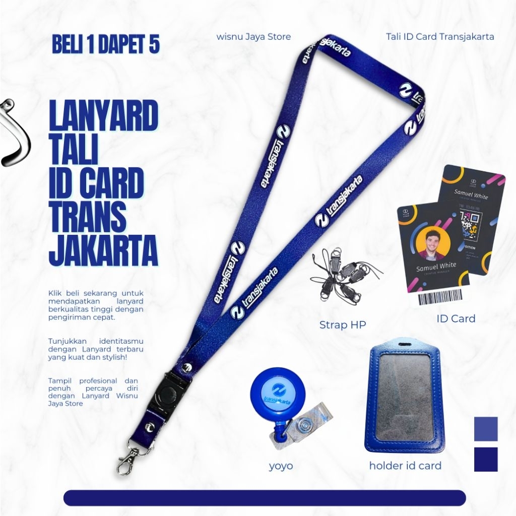 READYY LANYARD TRANSJAKARTA TERBARU/TALI ID CARD TRANSJAKARTA/GANTUNGAN TRANSJAKARTA ORIGINAL GROSIR