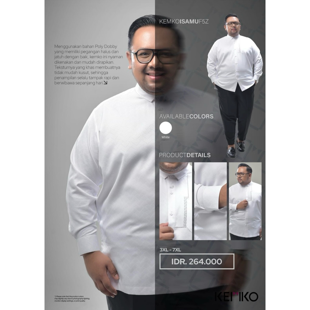 RABBANI ORIGINAL - baju koko jumbo KEMKO ISAMU F5Z MST PUTIH JUMBO
