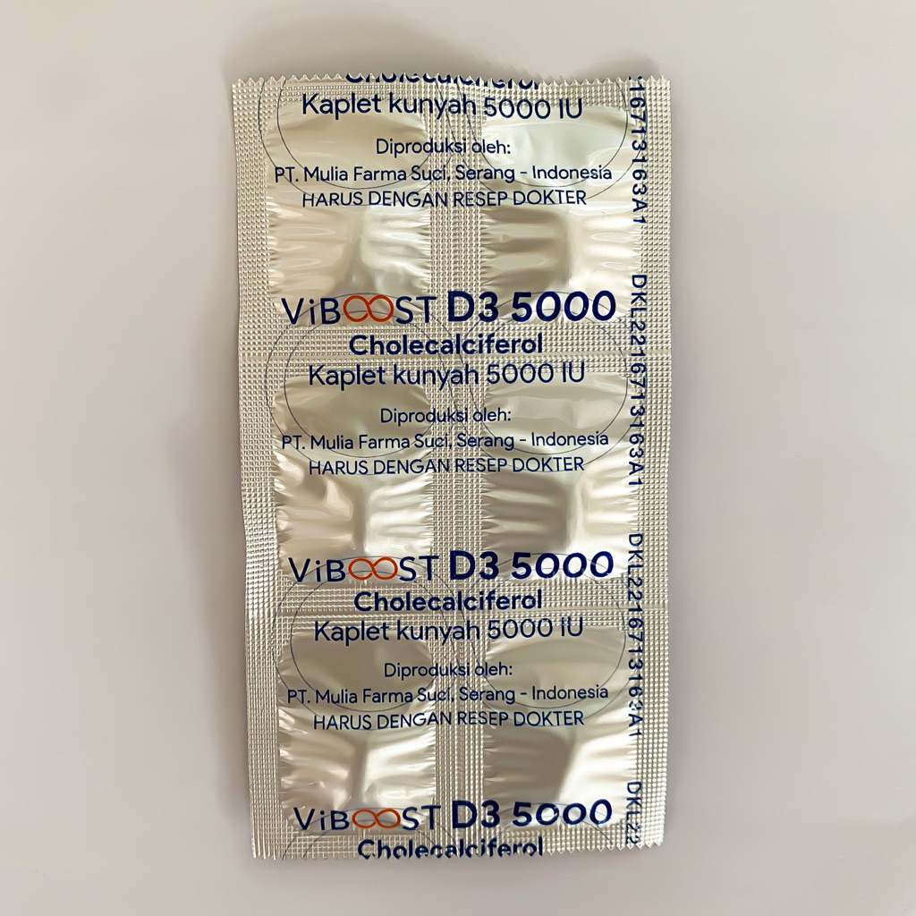 VIBOOST VITAMIN D3 5000 IU TABLET HISAP KEMASAN STRIP 6 TABLET