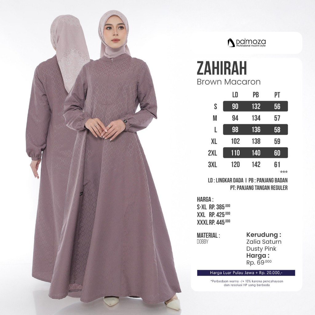 NEW GAMIS KATUN DAMOZA ZAHIRAH BROWN MACARON ORIGINALI BEKASI I COD