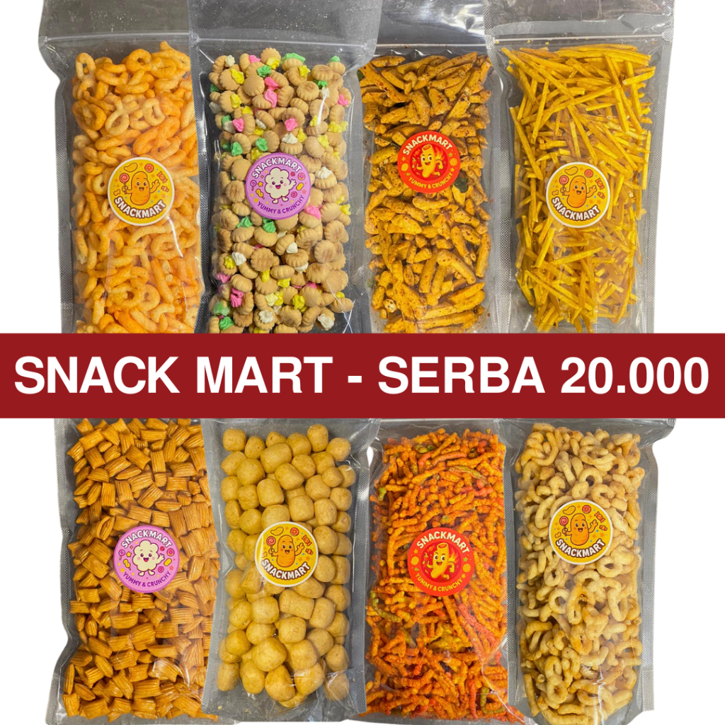 SNACKMART - ANEKA SNACK MURAH SERBA 20.000 GROSIR DAN ECERAN RASA GURIH ASIN PEDAS MANIS JAJAN CAMIL