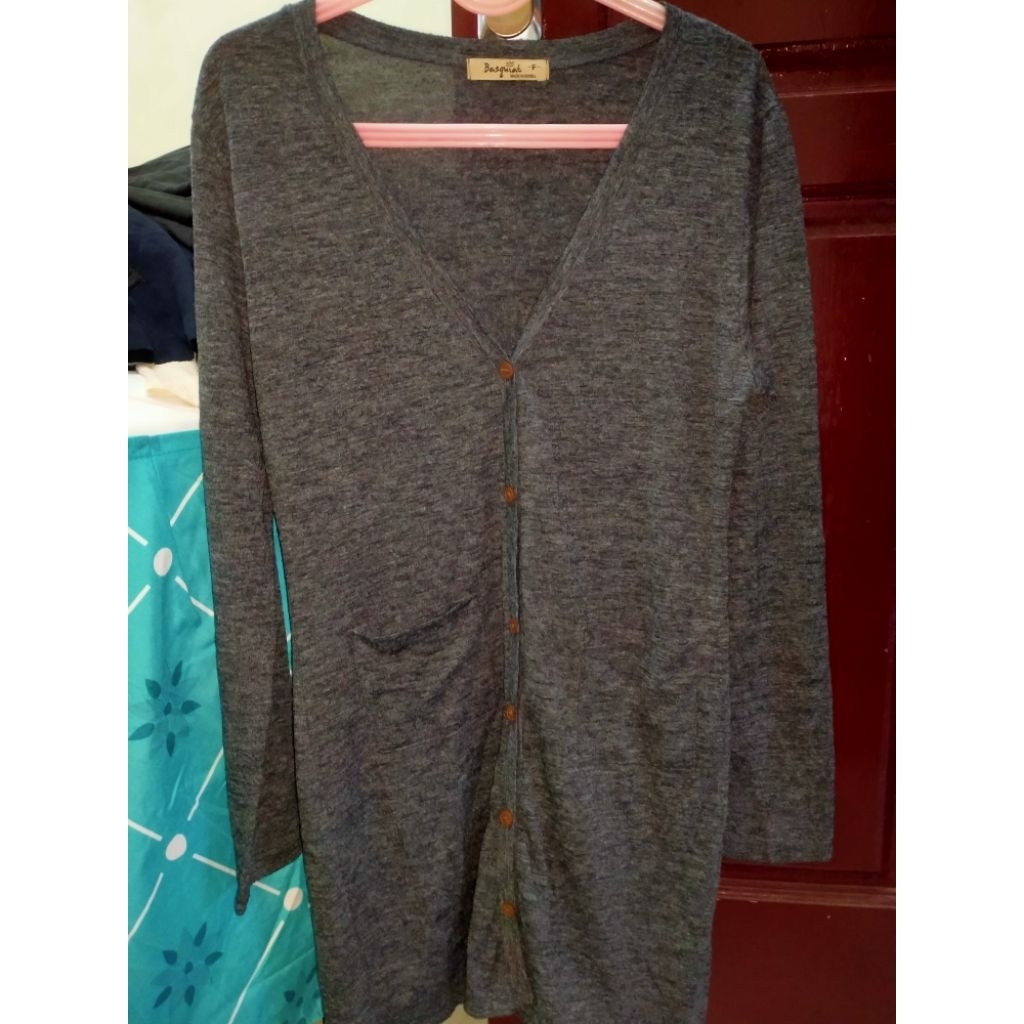 cardigan tunik abu tua