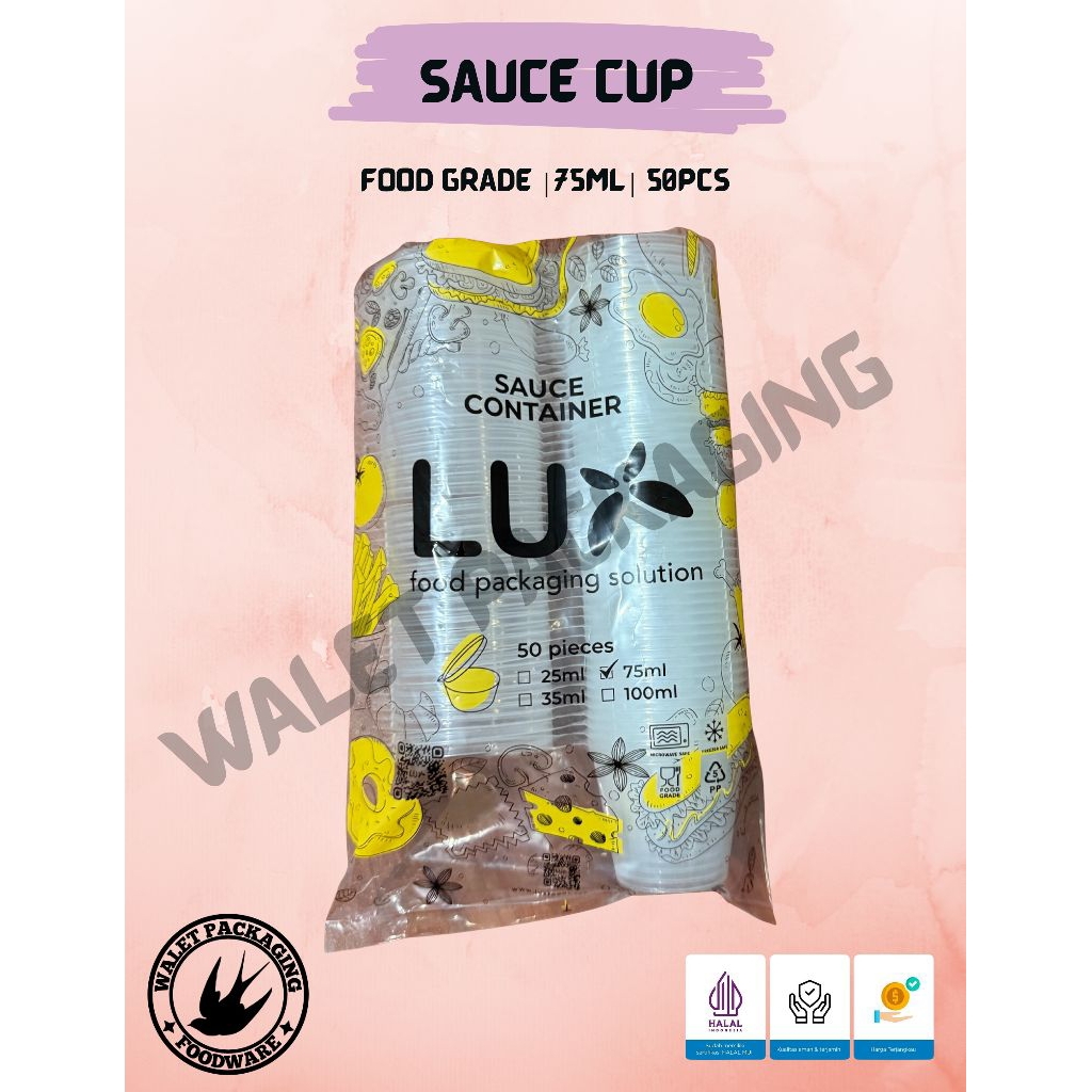 ‎Thinwall Sauce Cup 75ml Lux / Tempat Saus Saos Sambal 75ml / Cup Saus Saos Sambal 75ml / Cup Puding