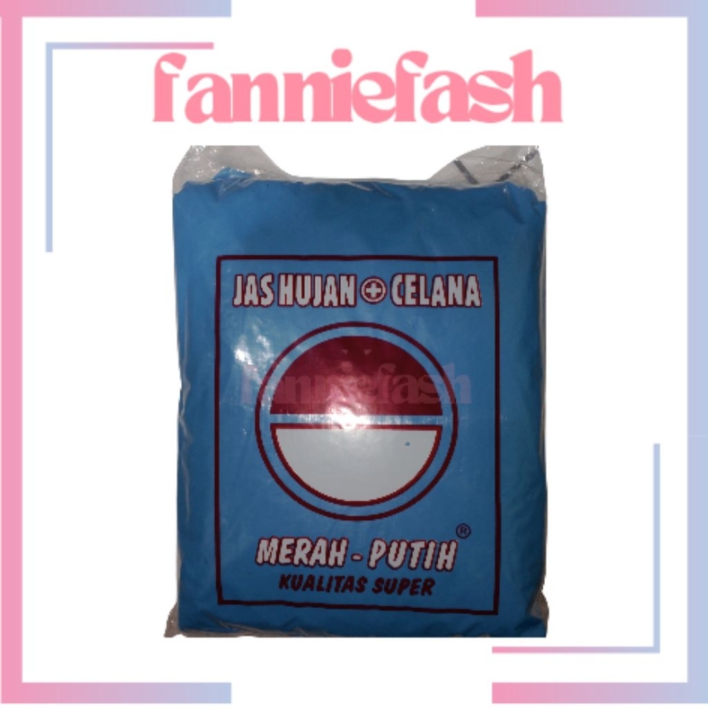 Jas Hujan Plastik Setelan Baju + Celana Cap Merah Putih