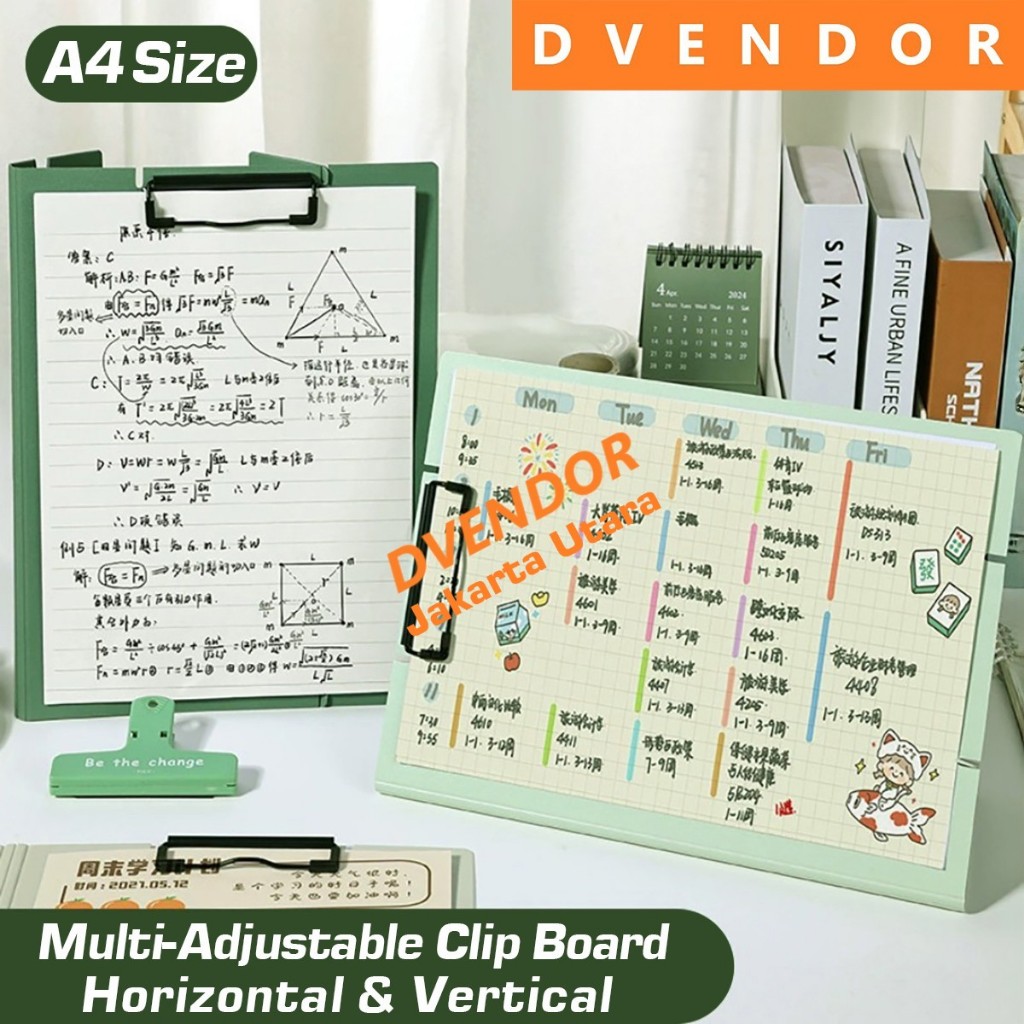 [DVENDORTOOL_01] Clipboard Vertikal Berdiri Lipat A4 | Papan Jalan Ujian Dokumen Map Klip Ringan unt