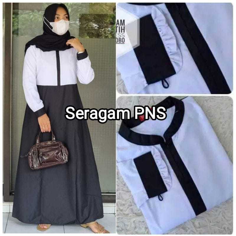 SERAGAM GAMIS HITAM PUTIH WANITA BUAT PNS GURU PEMDA SERAGAM KERJA WANITA