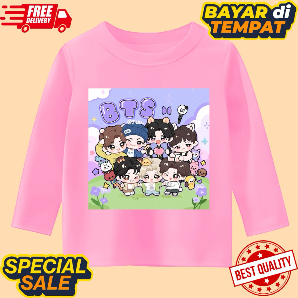 kaos anak perempuan unisex lengan panjang motif bts army B