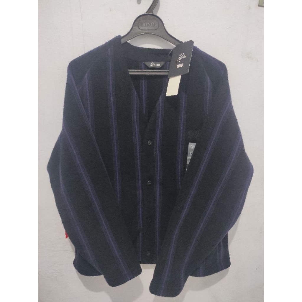 UNIQLO X NEEDLES Cardigan Black Strip Purple