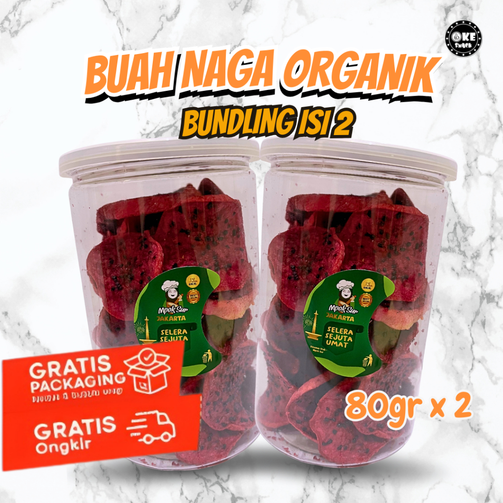 Paket Bundling Kripik Buah Naga Organik Isi 2 Camilan Sehat Buah Organik