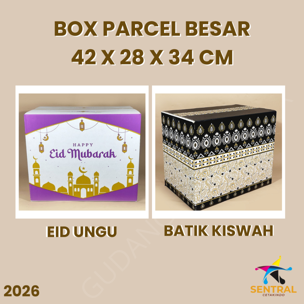 Kardus Parcel Premium 42x28x34 cm – Bingkisan Lebaran/ Batik Box/Box lebaran/Parcel sembako