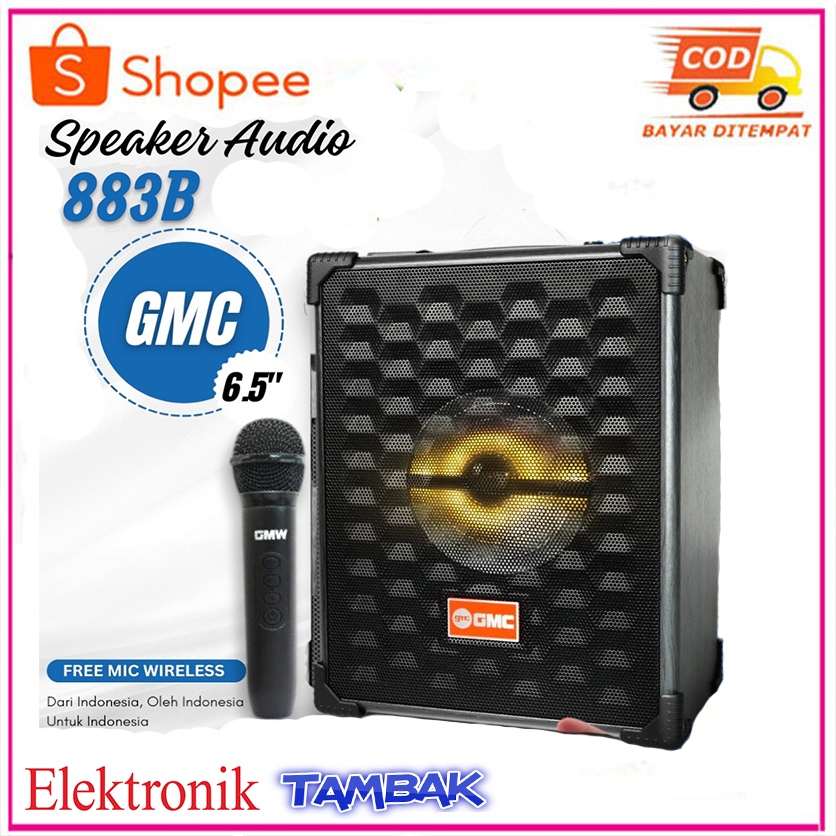 NEW Speaker GMC 883B – Bluetooth Karaoke 6.5" – 85W, Suara Jernih & Bass Mantap, Bonus 1 Mic Wireles
