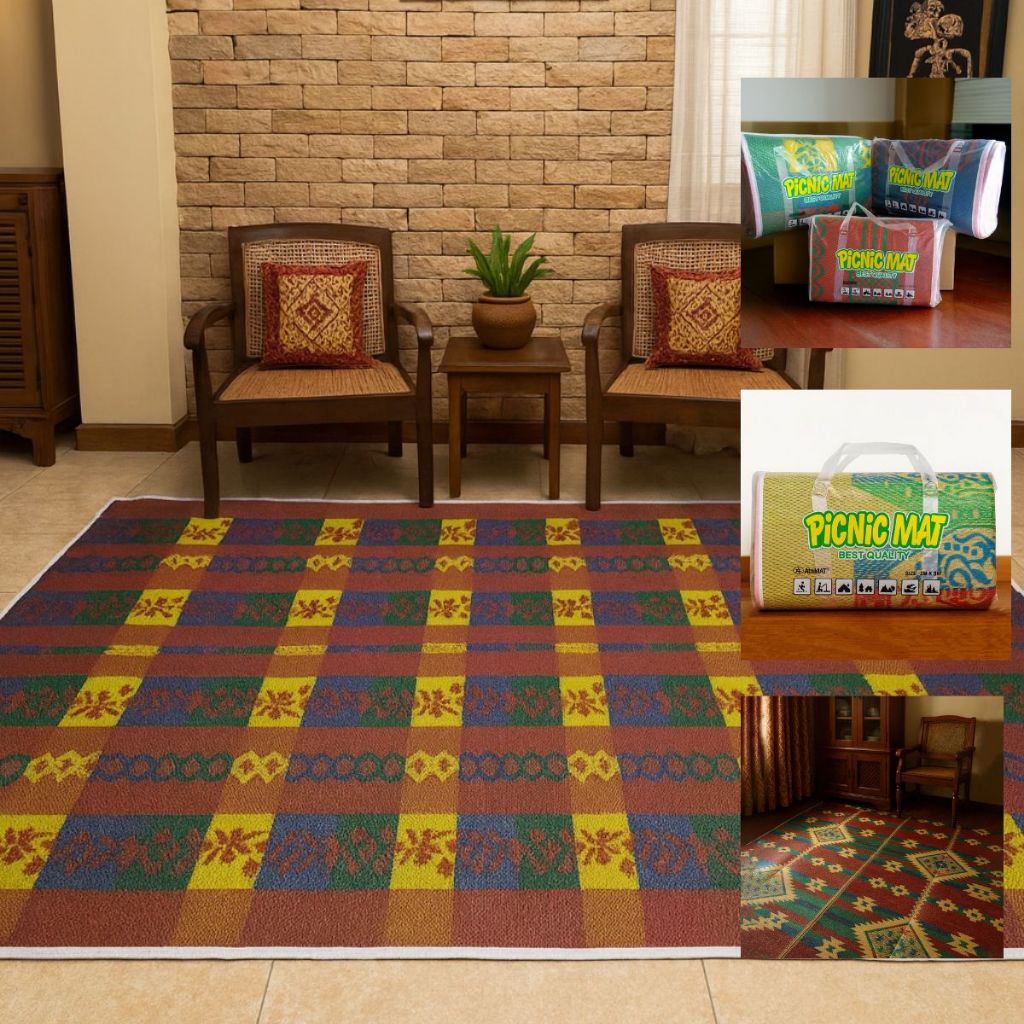 Tikar Piknik Lipat 2x3 Meter Tebal & Ringan — Tikar Plastik Serbaguna untuk Lantai / Outdoor
