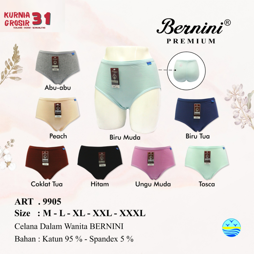 CD Wanita BERNINI 9905 KARET ELASTIS model Mini / Pakaian Dalam Seamless