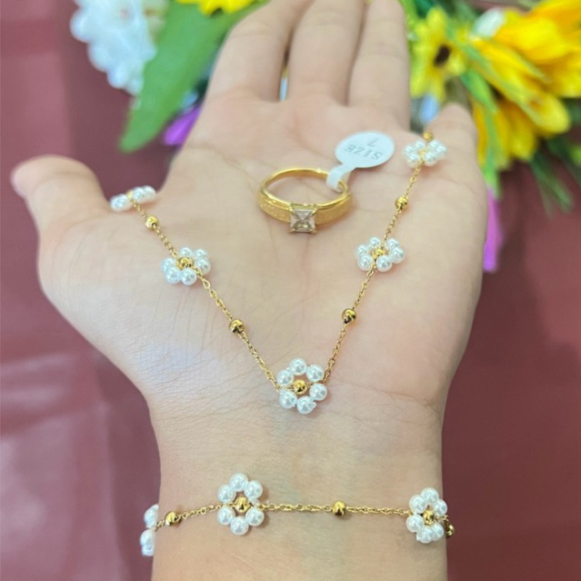 1 SET TITANIUM BUNGA PUTIH