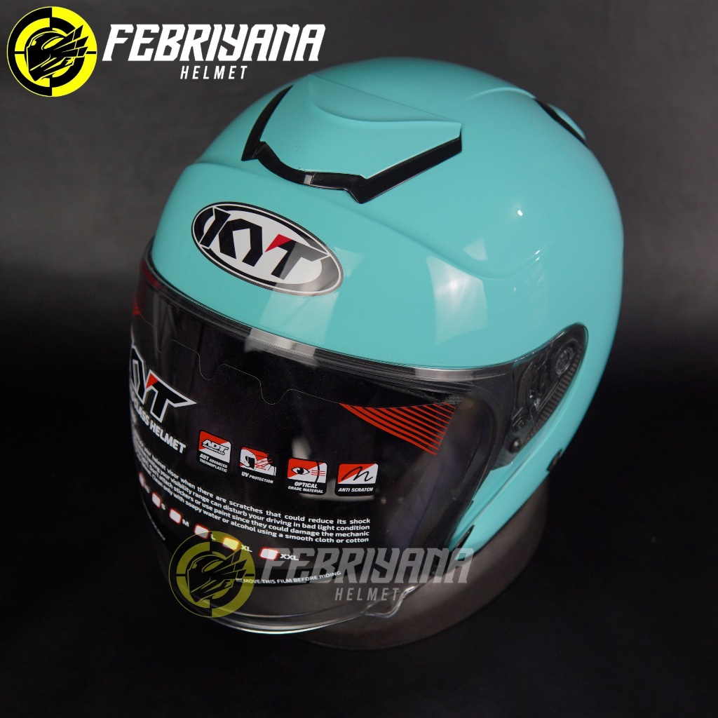HELM KYT KYOTO SOLID AQUA BLUE HALF FACE KYT KYOTO
