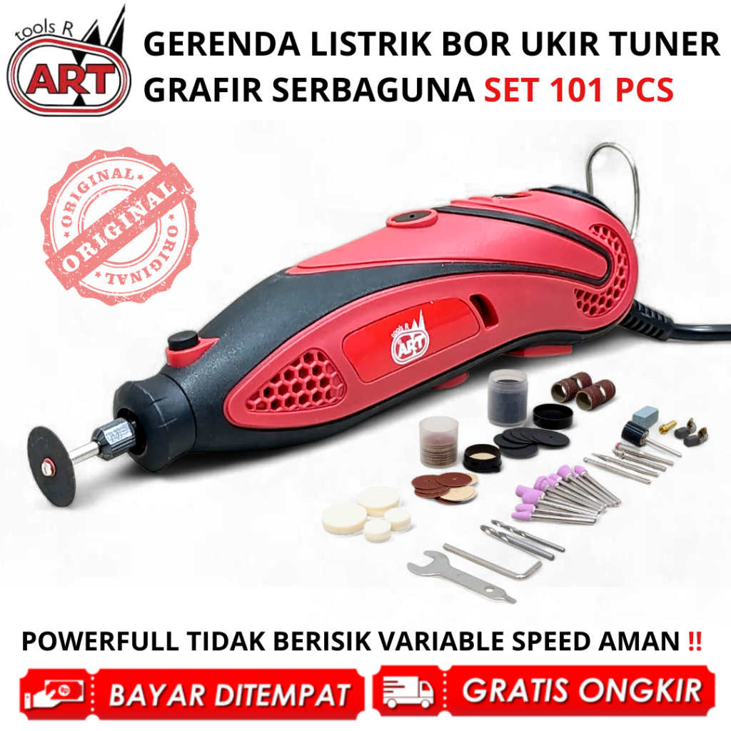 Gerenda Listrik Bor Mini Grinder Alat Ukir Penghalus Serbaguna Mesin Tuner Porting 135W 101 Pcs