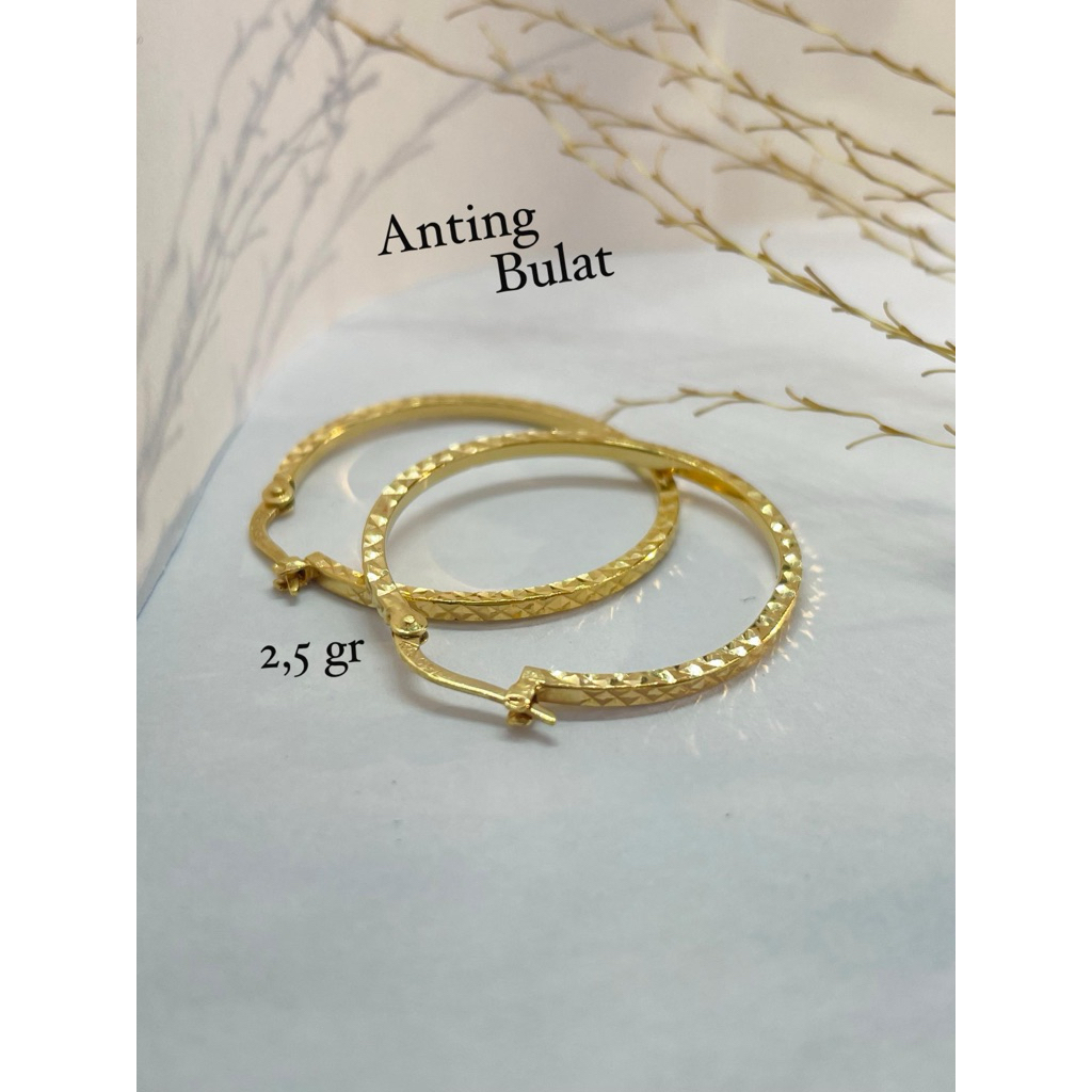 Anting bulat emas kadar 750% / 17,18,22k