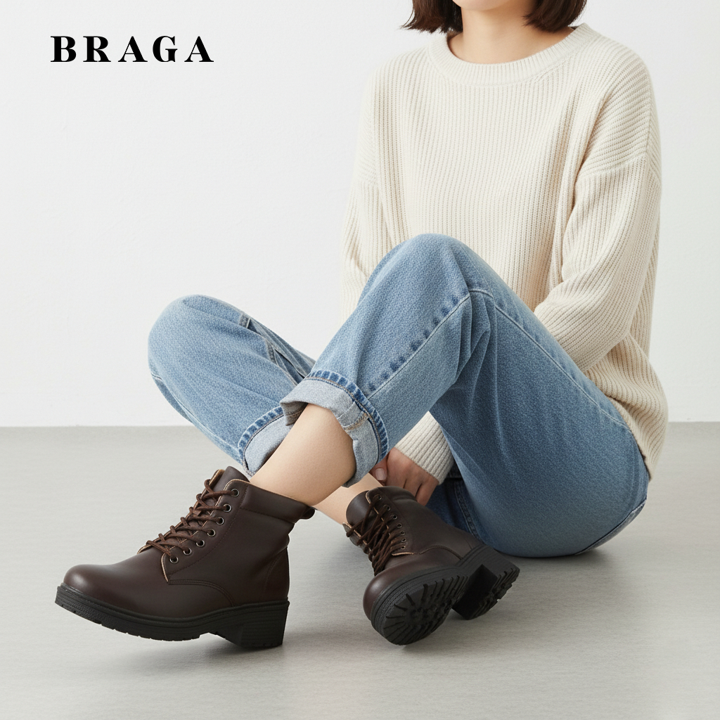 GARANSI BRAGA ORNELA B 2871- SEPATU DOCMART BOOTS FASHION WANITA CASUAL KULIAH KERJA HANGOUT HAK