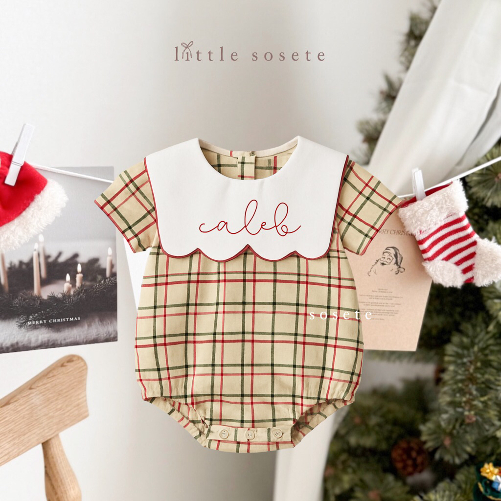 Little Sosete - Romper Baju Newborn Bayi Natal / Baju Christmas / Baju Dengan Bordir Nama / Baju