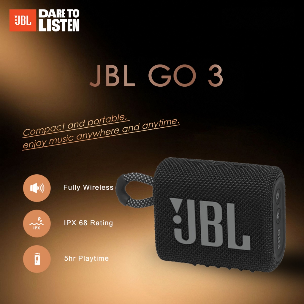 100% ORI JBL Go 3 Portable Bluetooth Speaker Mini / Speaker Bluetooth Super Bass JBL IP67 Waterproof