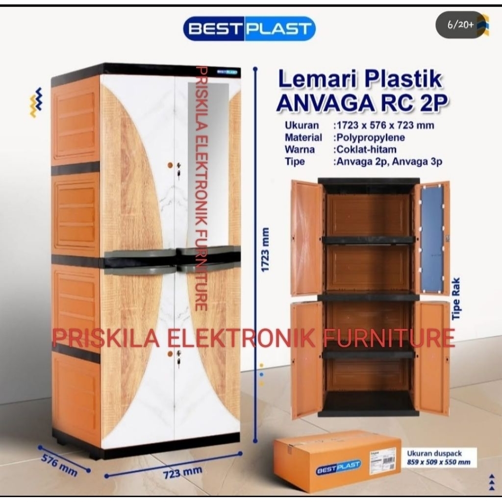 Lemari Pakaian Plastik Bestplast 2 Pintu Palembang | Toko Priskila Elektronik Furniture Palembang | 