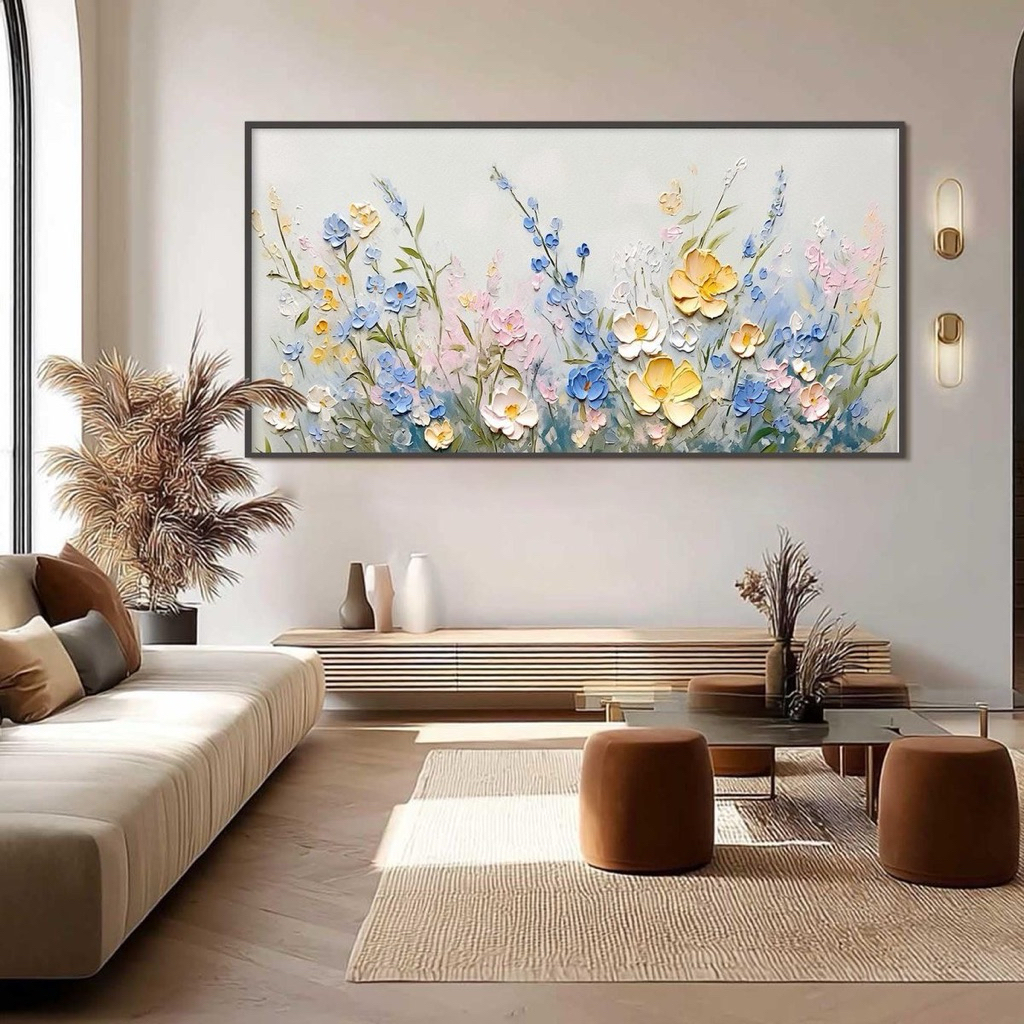 Lukisan dinding abstrak tekstur minimalis modern bunga untuk hiasan dinding rumah