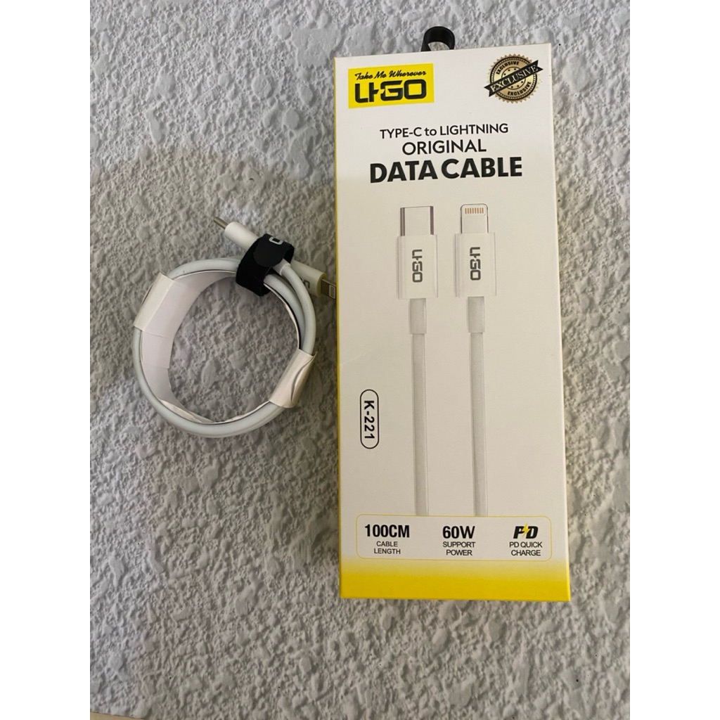 KABEL DATA UGO FAST CHARGING 60W Type c to Lightning PREMIUM LEATHER K221