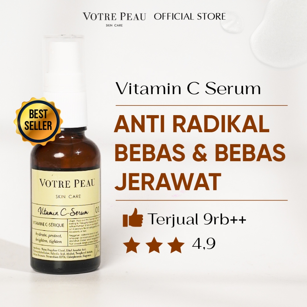 Votre Peau Vitamin C Serum 30ml Anti Komedo dan Jerawat - Mengontrol minyak berlebih untuk kulit nor