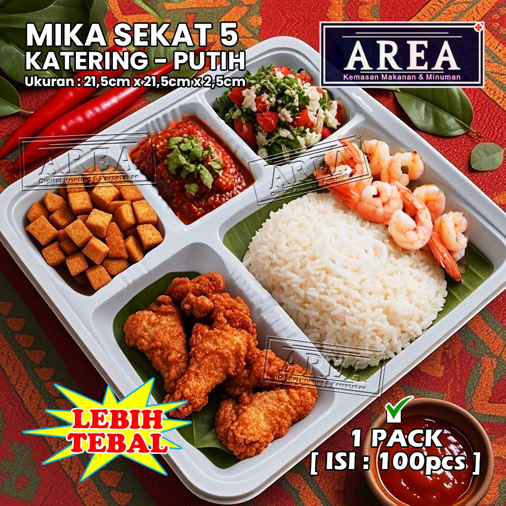 [1pack isi 100pcs] Mika Sekat 5 Putih Ukuran 22cm x 22cm untuk Dus Kotak Makan/Mika Plastik Sekat