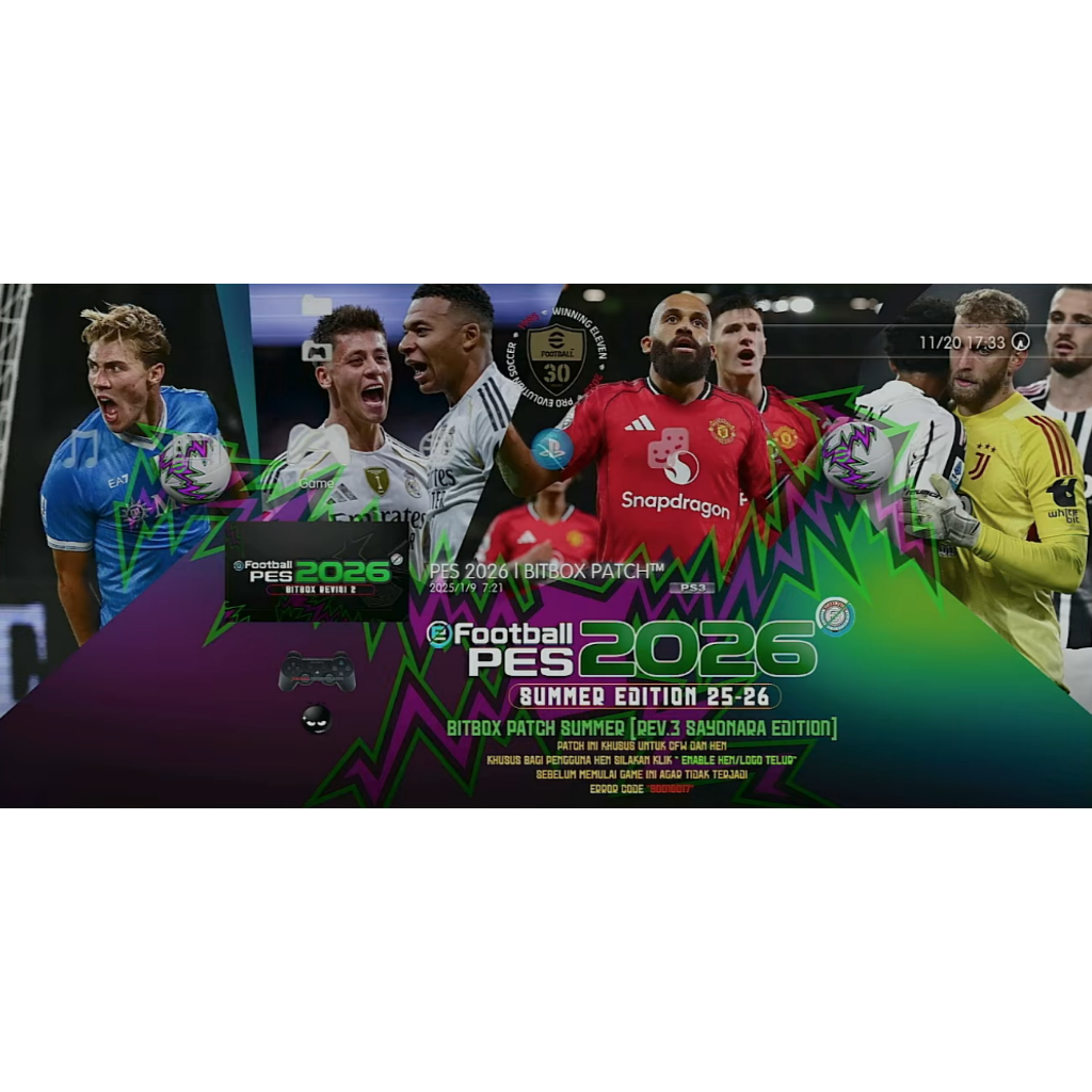 PES 2026 BITBOX PATCH SUMMER REV 3 SAYONARA EDITION PS3 VIA EMAIL