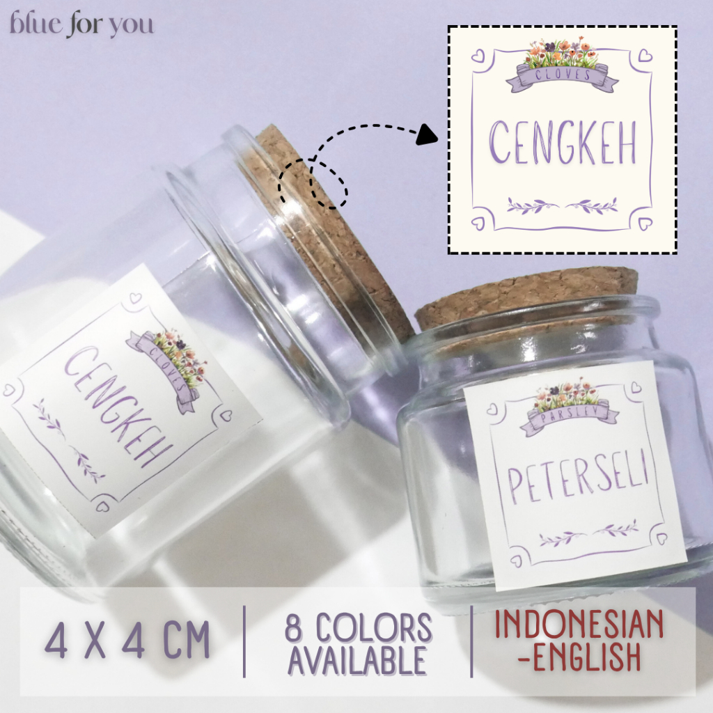 [ID/EN] Stiker Label Botol Bumbu Aesthetic Handwriting (4x4 cm) | Blue for You by Pretty & Prim