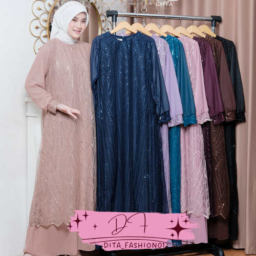 Luna Lace Dress AmoreByRuby Mix Brokat Spankle Kondangan Ceruty Baby Doll/New Murah Size M-4XL