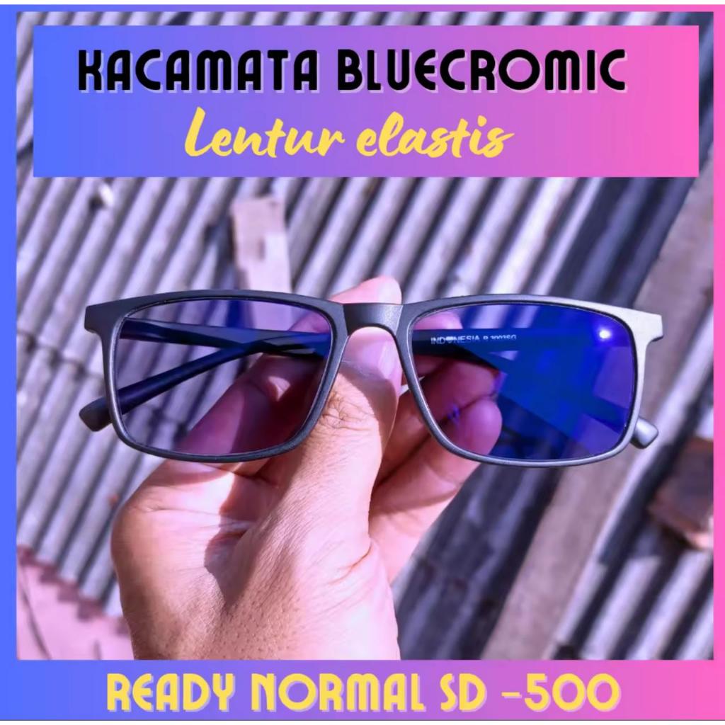 Kacamata Minus Bluecromic Pria Kotak Kekinian Optik Asli Ori Kaca Mata Photocromic COD BONUS BOX LAP