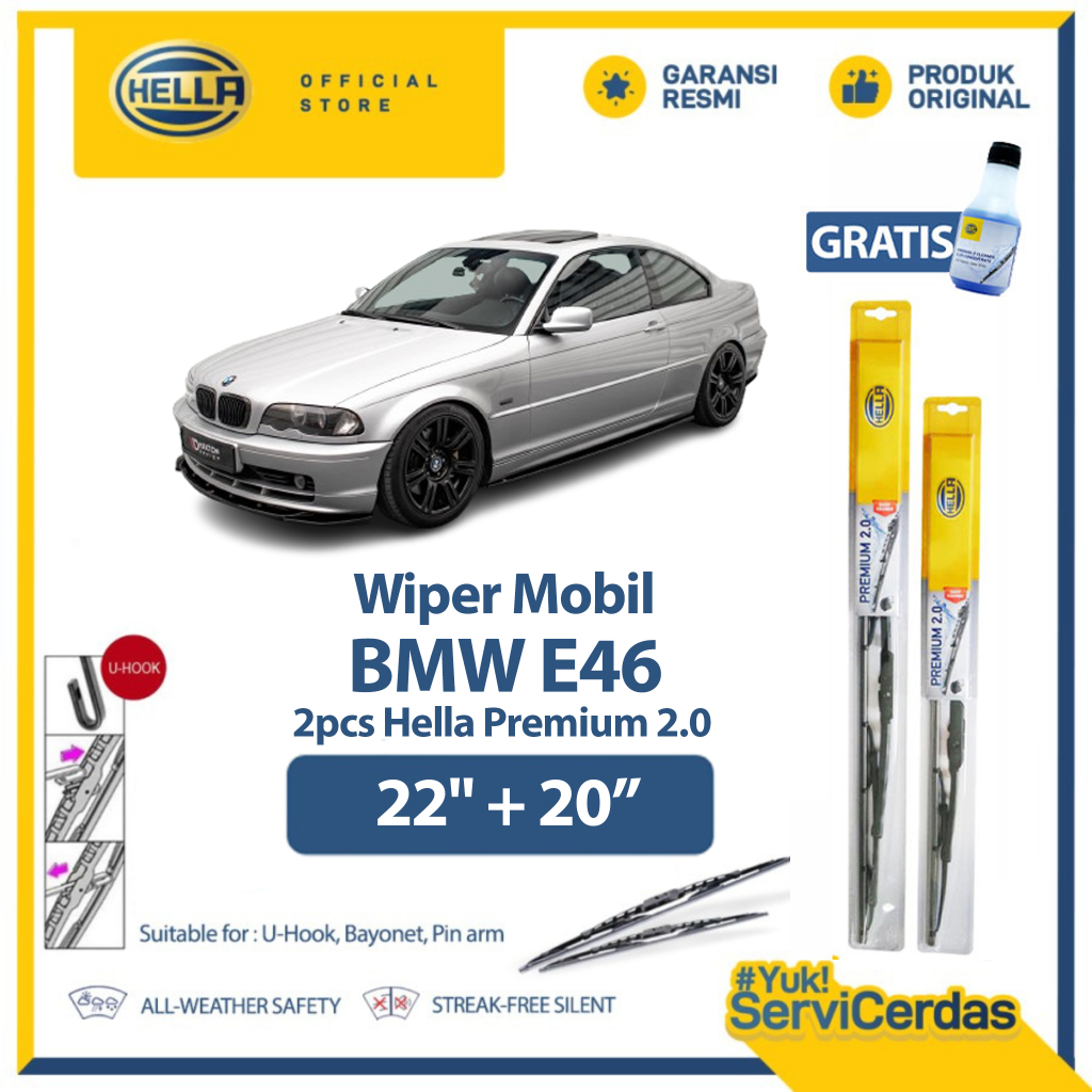 Wiper Mobil BMW E46 22" + 20" (2pcs) - HELLA Premium 2.0