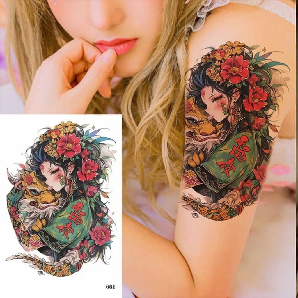 COD | Tatto temporer ZL 661 WANITA CANTIK size 20x14 stiker tatto temporary tatto tubuh tangan lenga