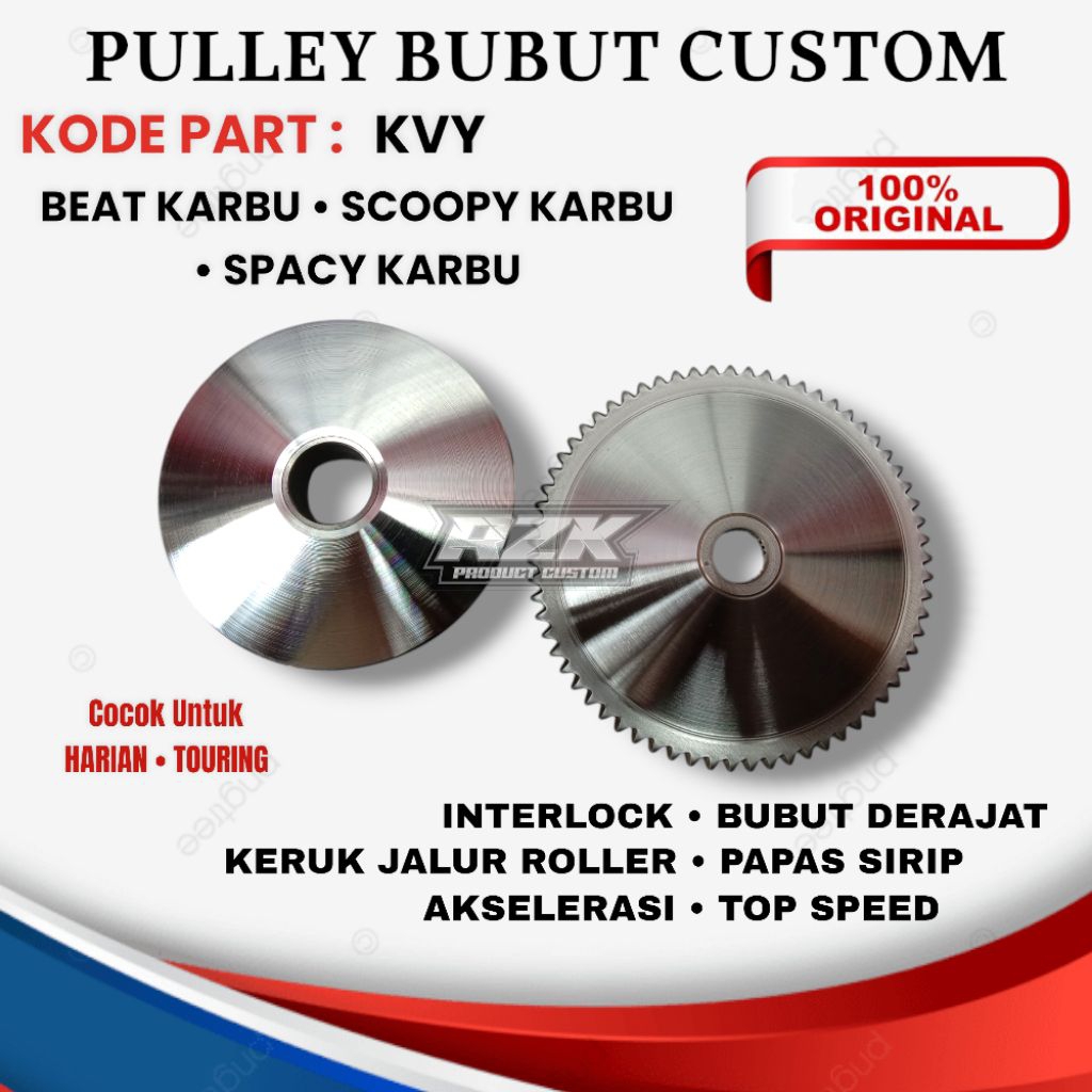 PULLEY SET KVY BUBUT CUSTOM 100% ORIGINAL HONDA BEAT KARBU / SCOOPY KARBU / SPACY KARBU PULLEY CUSTO