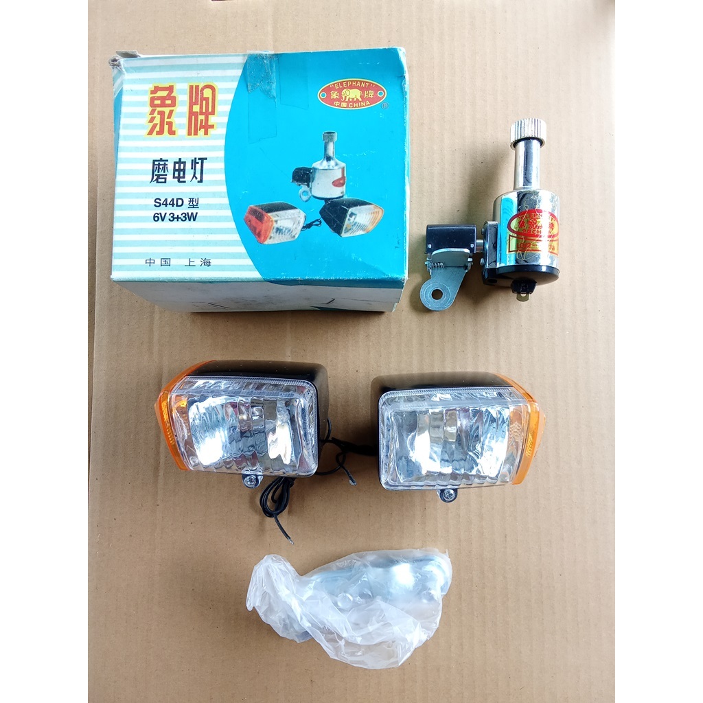 Satu set lampu dinamo sepeda onthel mini bike Gajah Elephant