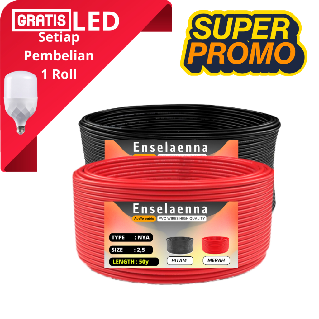 ENSELAENNA Kabel listrik tembaga kawat camuran tembaga 1,5 50