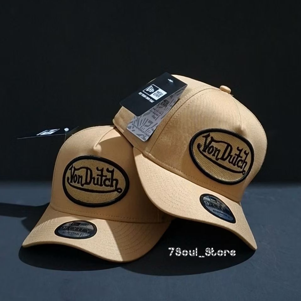 Topi Von Dutch Bordir Hitam Krem Fashion Premium