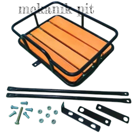 keranjang rak depan sepeda federal commuter bike alas kayu premium